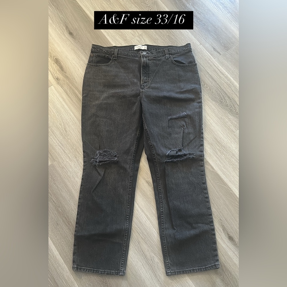 Abercrombie & Fitch Black Relaxed Jeans with Distressed Details